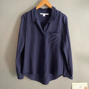 DVF  Diane Von Furstenberg Navy Silk Blouse
